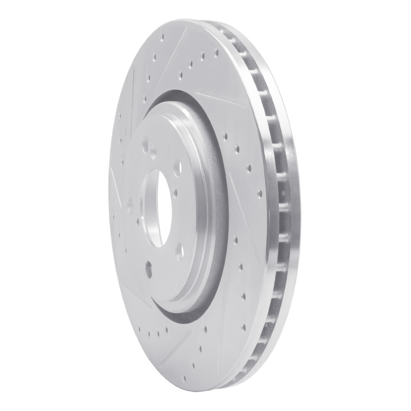 Acura MDX Brake Rotor (1) - Front Left - R1 Concepts - Drilled & Slotted - Silver - `17-`20